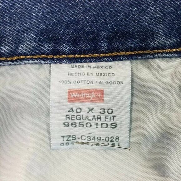 Wrangler 96501DS Dark Stonewash Regular Fit Straight Leg Denim Jean Mens 38x30.5 - Picture 9 of 12